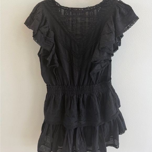 Love Shack Fancy Gwen Black Ruffled Mini Dress - Picture 5 of 5